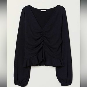 V-neck Top with elasticized gathers at front